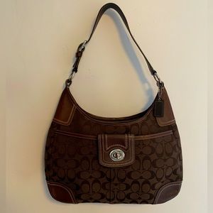 COACH Signature Jacquard/Leather Hampton Hobo Bag